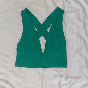 Green Cross Back Crop Top